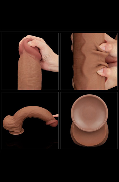 Sliding Skin Dual Layer Dildo Brown 36 cm