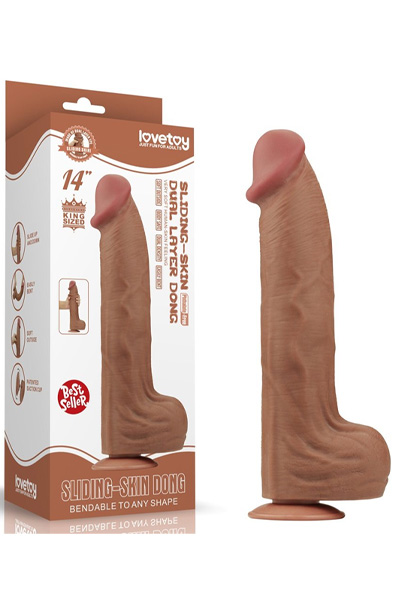 Sliding Skin Dual Layer Dildo Brown 36 cm