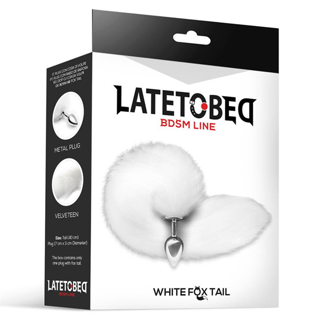Metal Butt Plug With White Foxy Tail 40 cm