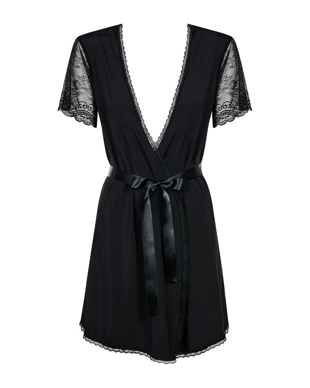 MIAMOR - SORT KIMONO OG G-STRENG