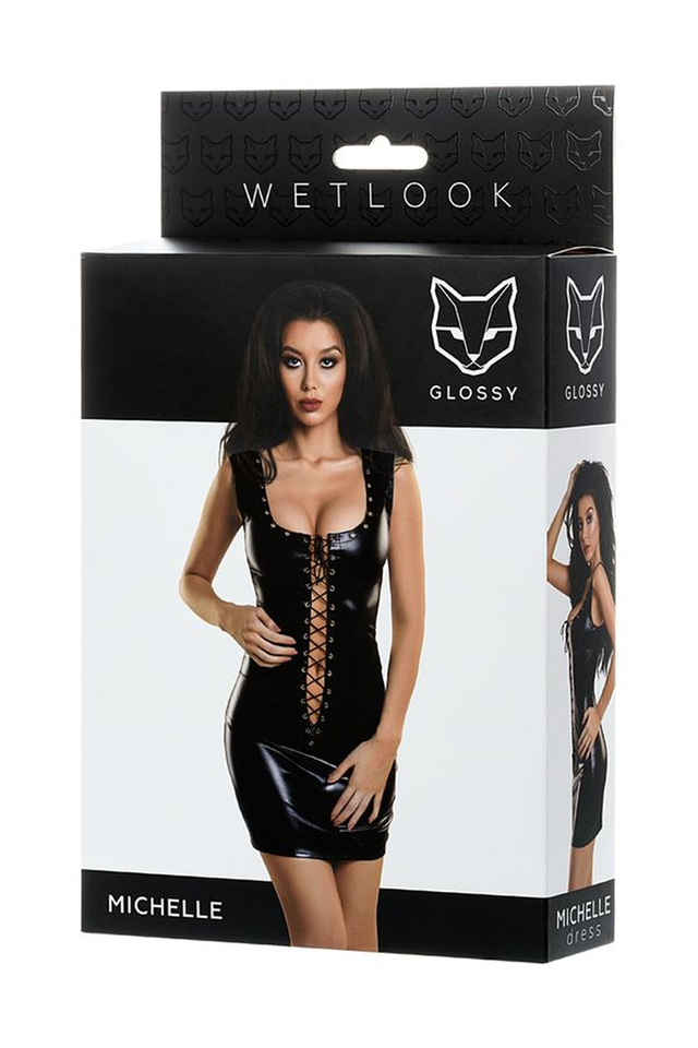 Michelle Shiny Wetlook Dress Black