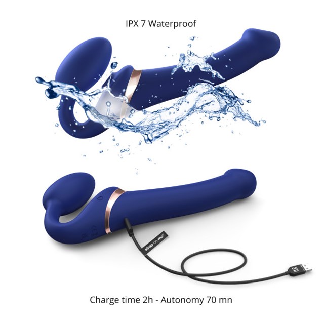 MULTI ORGASM BENDABLE STRAP-ON - L - NIGHT BLUE