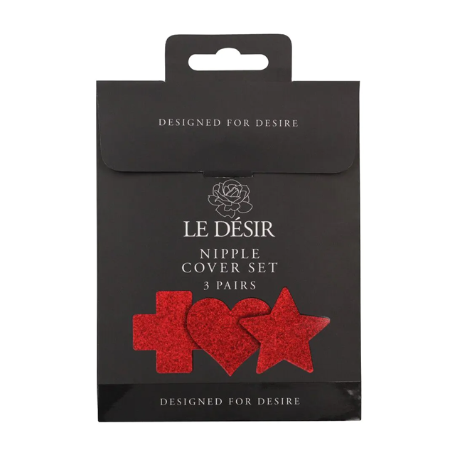 Nipple Cover Set - Cross Star Heart - Red