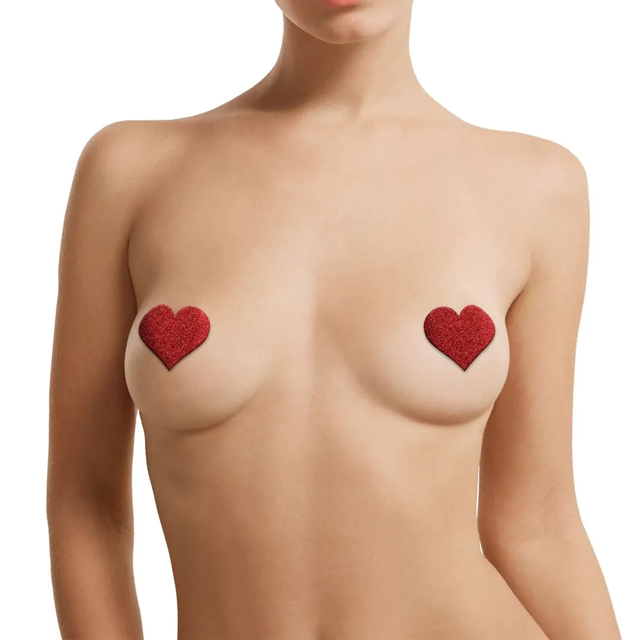 Nipple Cover Set - Cross Star Heart - Red