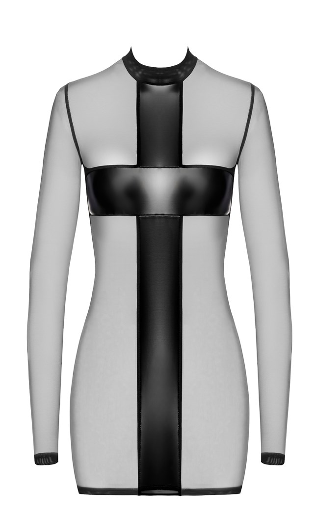 F369 Crossfire Mesh & Wetlook Mini Dress