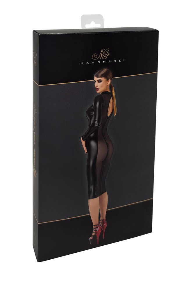 F371 Luxuria Crystal Back Sheer Midi Dress