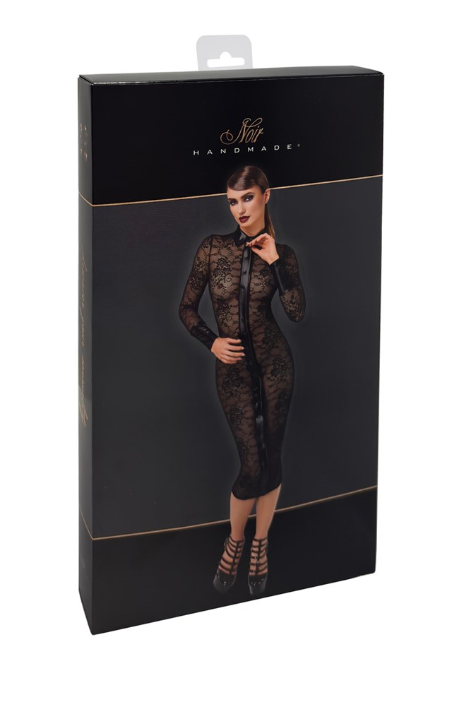 F376 Noirelle Lace Button-up Midi Dress