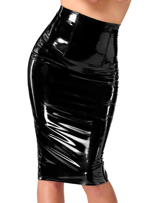 F378 Dominae Column PVC Pencil Skirt