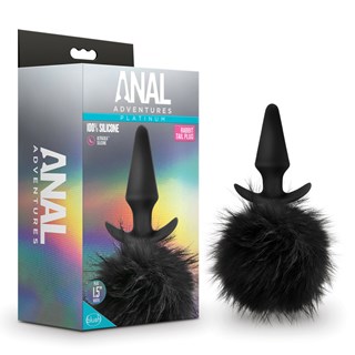 Anal Adventures Platinum - Rabbit Tail Plug - Sort