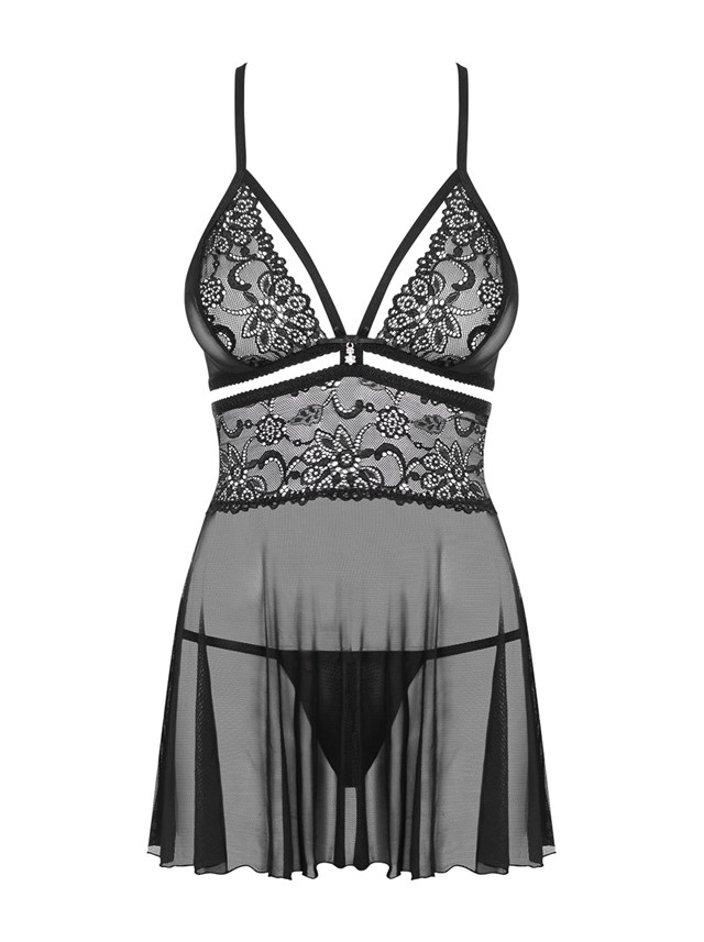 838 - Sort Babydoll og G-streng