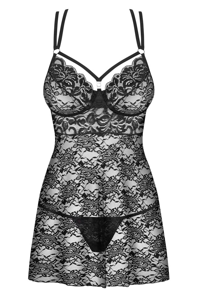 860 - Sort babydoll og g-streng