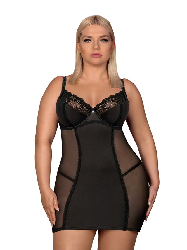 AMALLIE - SORT CHEMISE & G-STRENG