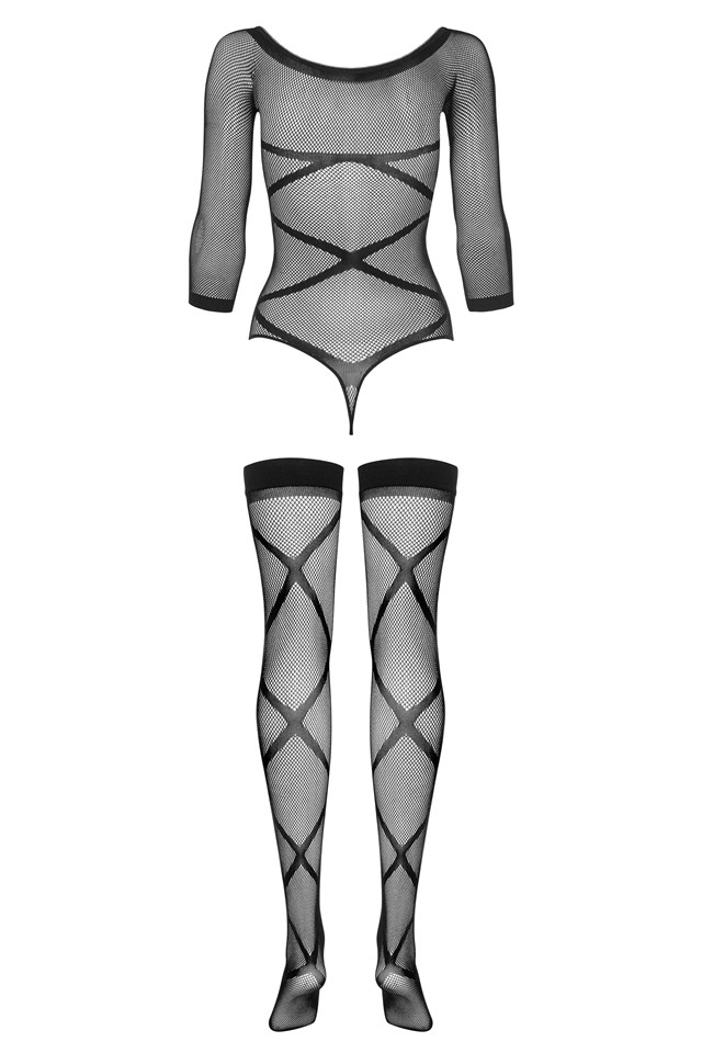 G320 - SVART BODYSTOCKING S-L