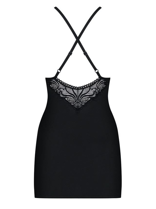 828 - Sort Chemise med G-streng