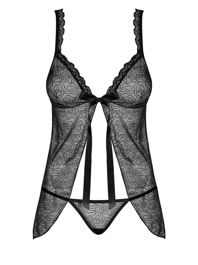 877 - Sort Babydoll og G-streng