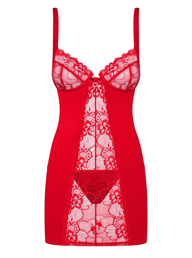 Heartina Red - Chemise og G-streng