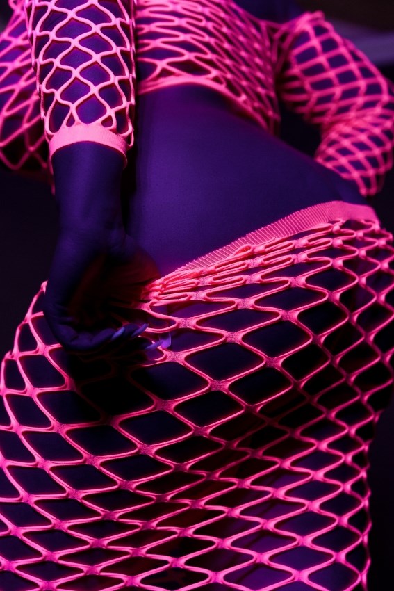 Pink, Langærmet Crop-Top og Lang Nederdel