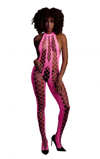 Pink Bodystocking Med Halterneck