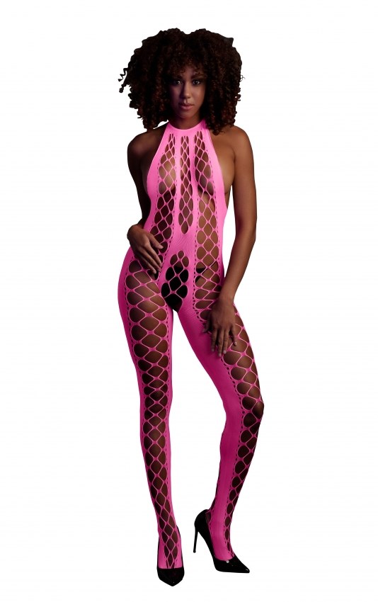 Pink Bodystocking med Halterneck