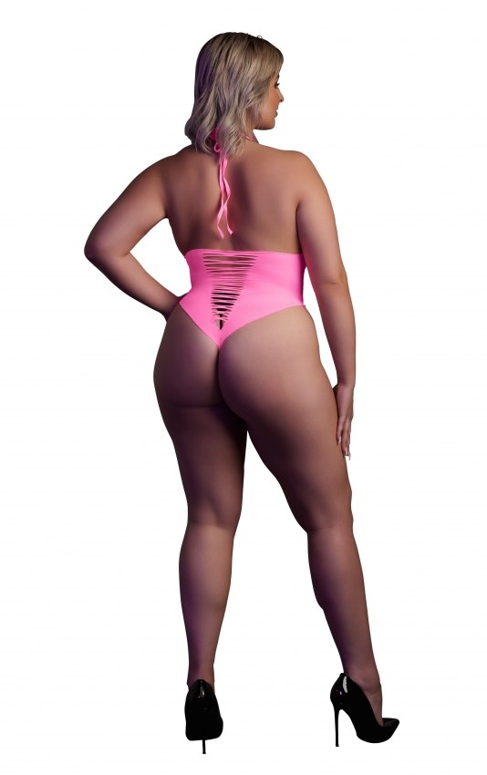 Pink Body med Åbent Skridt plus size