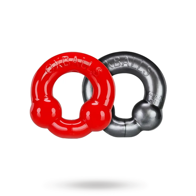 Ultraballs Cock Rings Silver Steel & Red