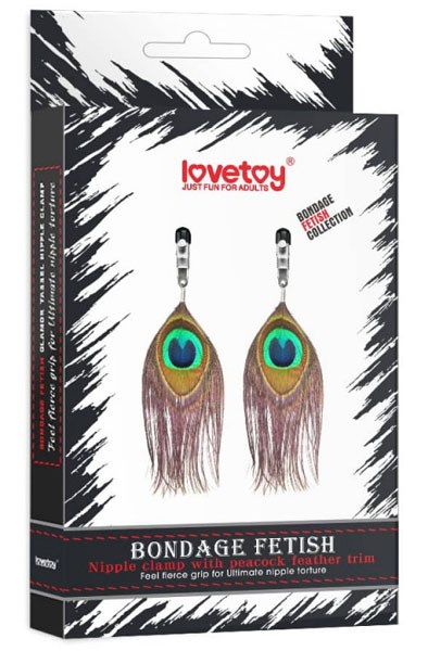 Lovetoy Nipple Clamp With Peacock Feather Trim
