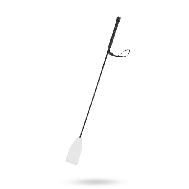 & Let it Sting - White Leather Riding Crop