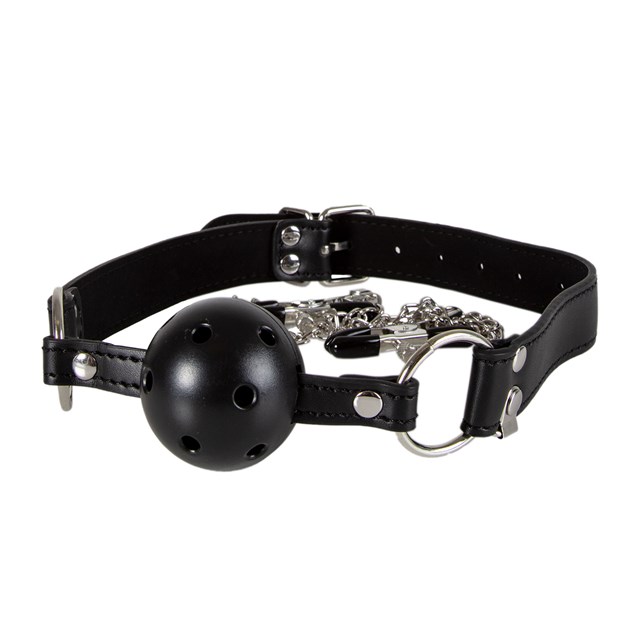DIABOLIQUE BLACK - GAG MED BRYSTKLEMMER