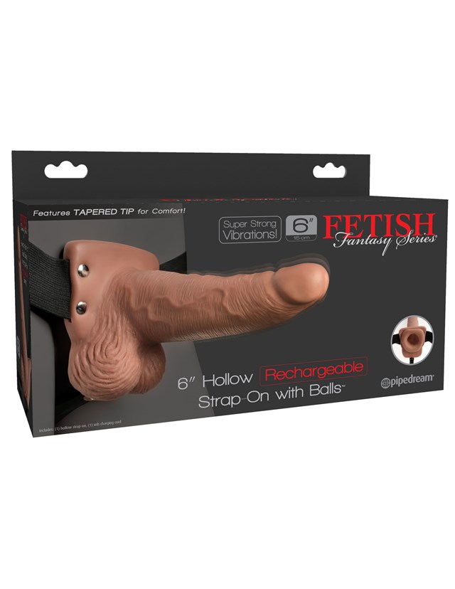 Rechargeable 15.5cm Hollow Strap-on - Tan