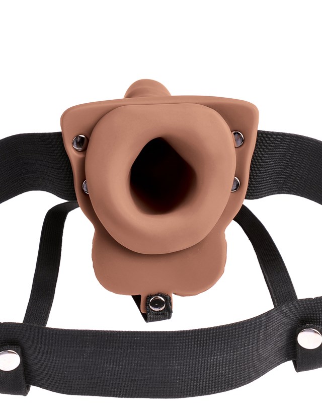 Rechargeable 15.5cm Hollow Strap-on - Tan