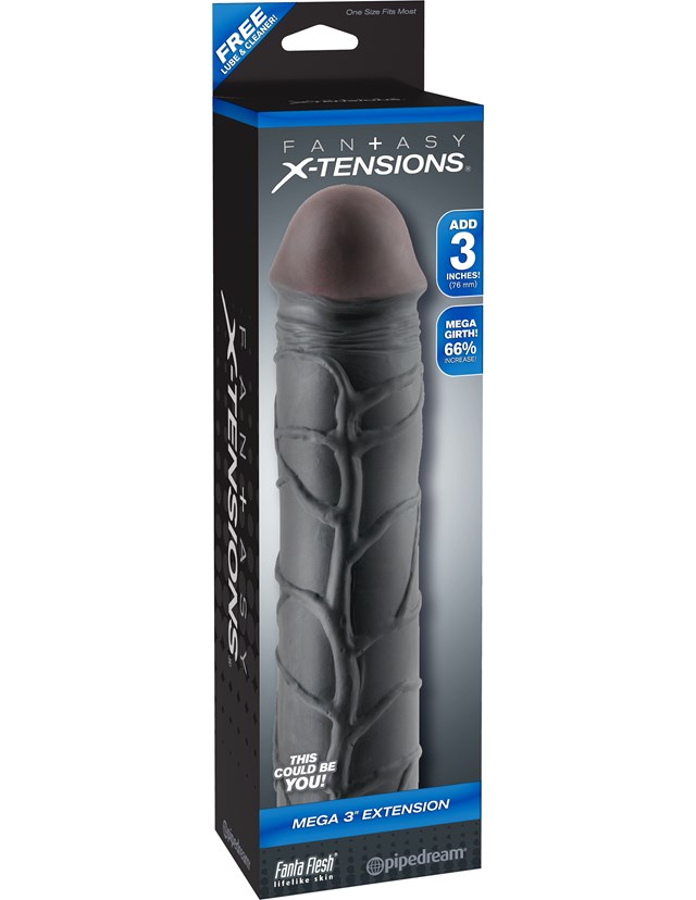 Black Mega 3" Extension Penisovertræk Sleeve