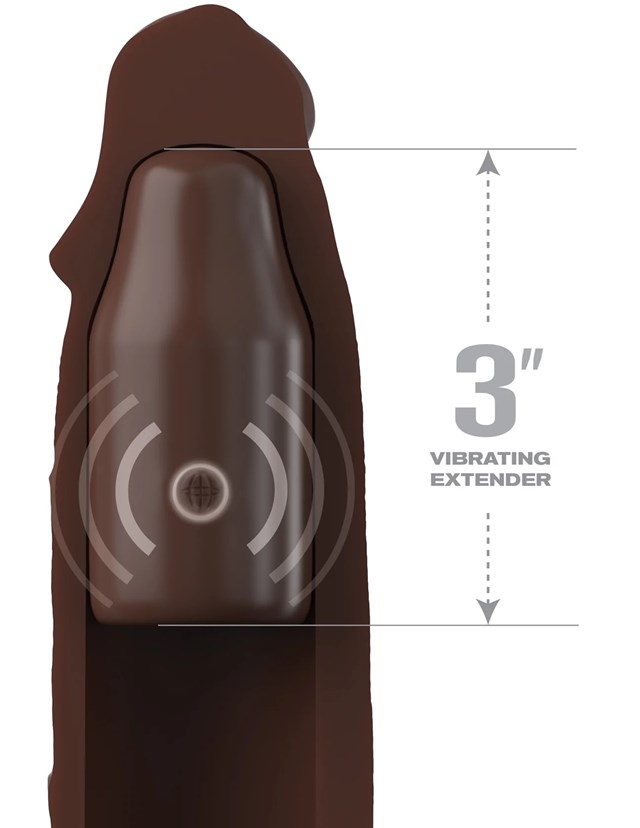 3" Vibrating Mega X-tension with Remote - Brown