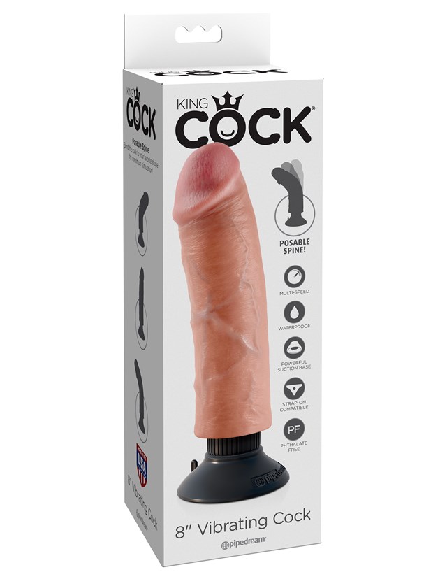 Vibrerende Dildo 20 cm -  Lys Hudfarve