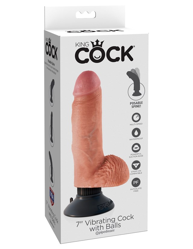 Vibrerende Dildo Med Pung 18 cm - Lys Hudfarve