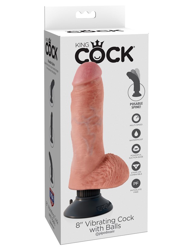 Vibrerende Dildo med pung 15 cm - Lys Hudfarve