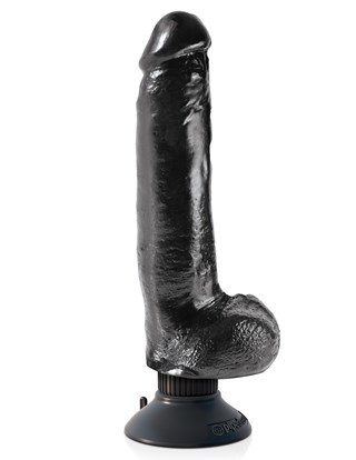 King Cock 9" Vibrating Cock With Balls Black