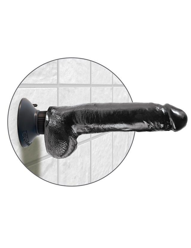 King Cock 9" Vibrating Cock with Balls Black