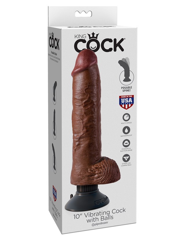 Vibrerende Dildo med pose 20 cm - Brun