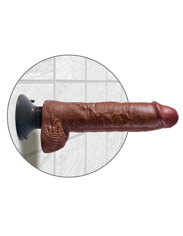 Vibrerende Dildo med pose 20 cm - Brun