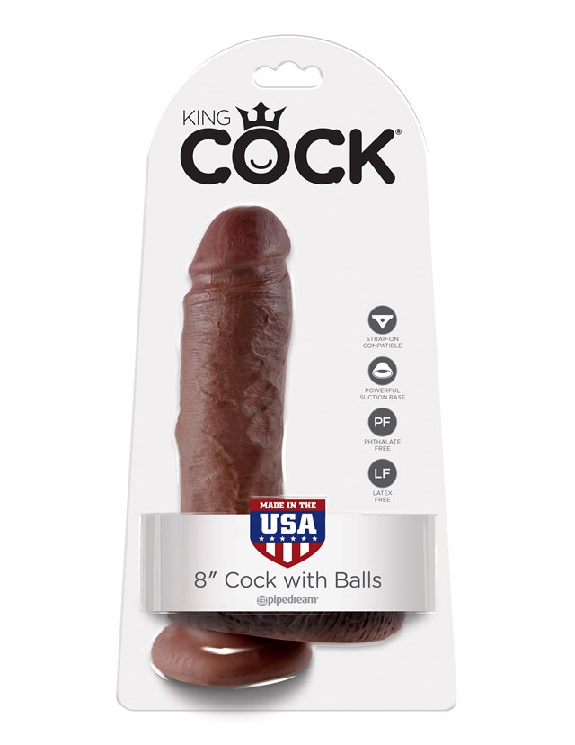 Dildo med Pung 22.5 cm - Brun