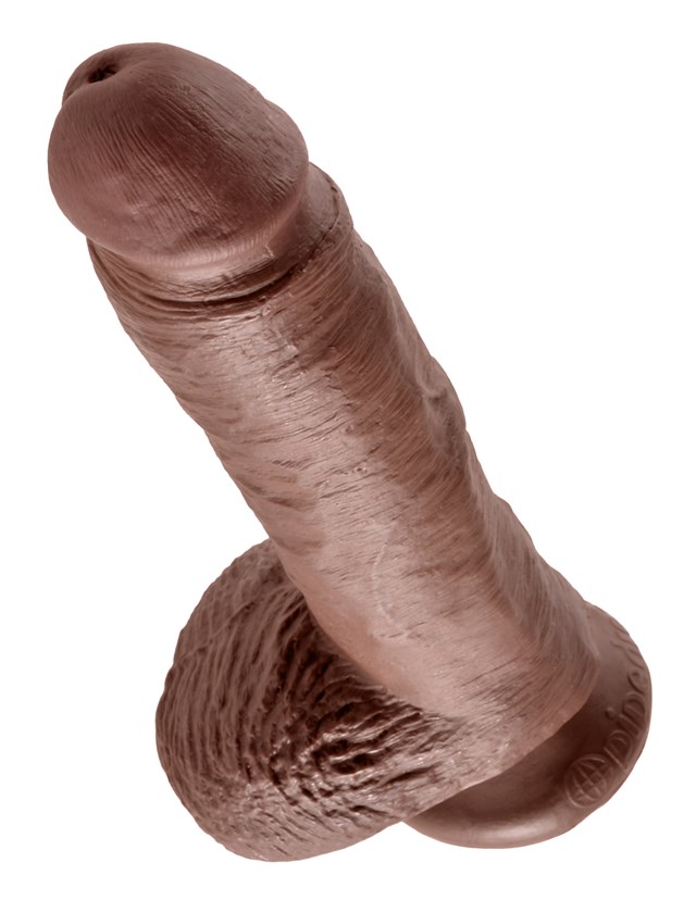 Dildo med Pung 22.5 cm - Brun