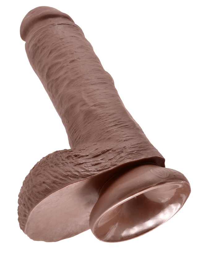 Dildo med Pung 22.5 cm - Brun