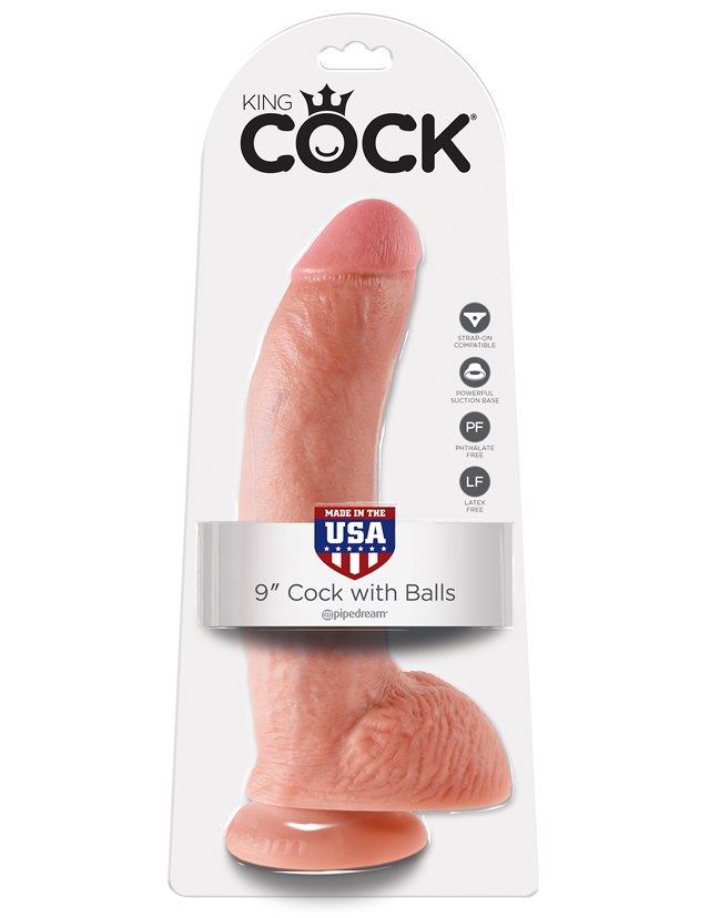 Dildo med pung 26 cm - Lys Hudfarve
