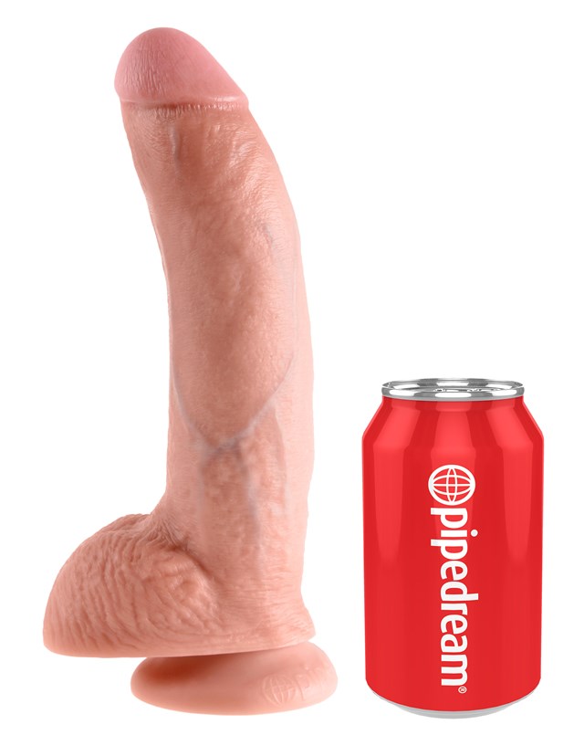 Dildo med pung 26 cm - Lys Hudfarve
