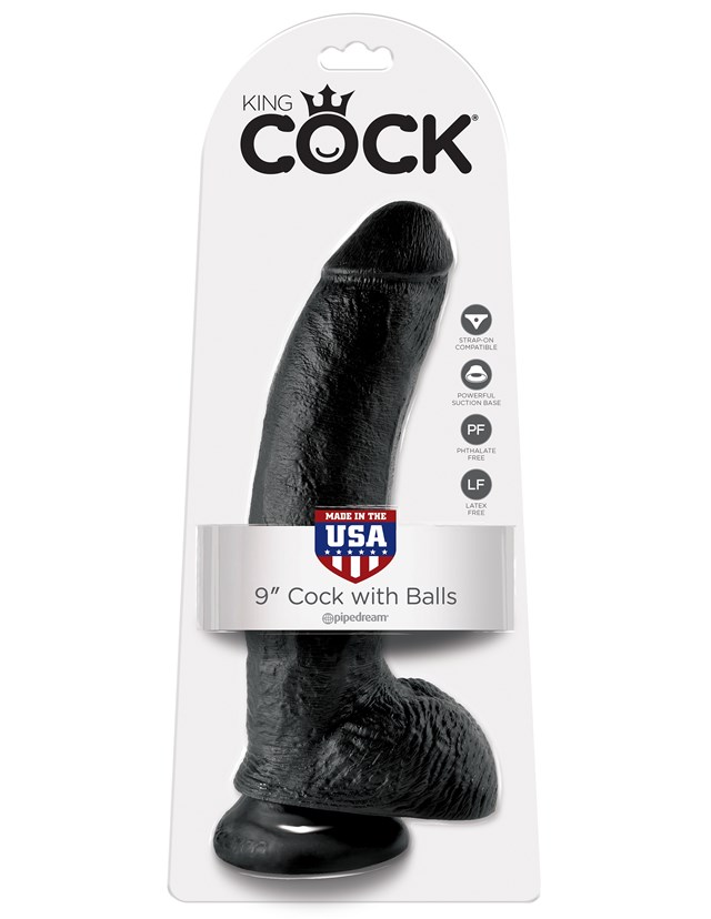 Dildo med Pung 26 cm - Sort