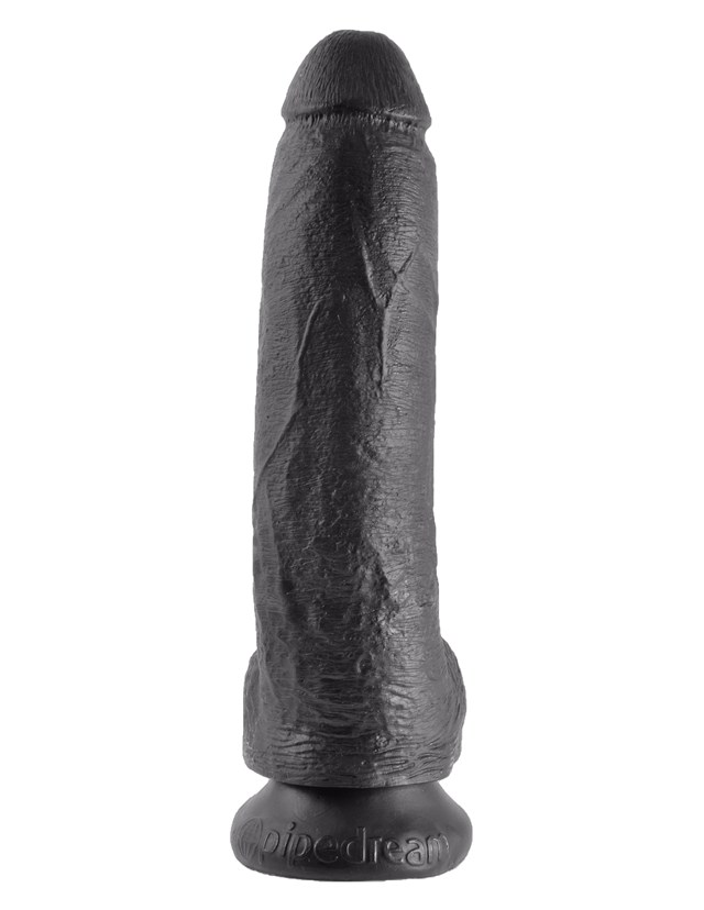 Dildo med Pung 26 cm - Sort