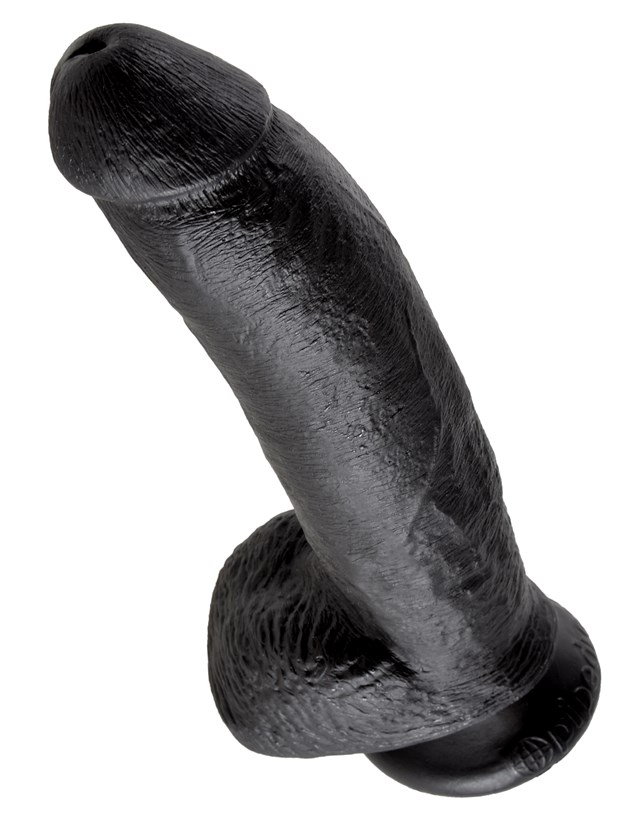 Dildo med Pung 26 cm - Sort