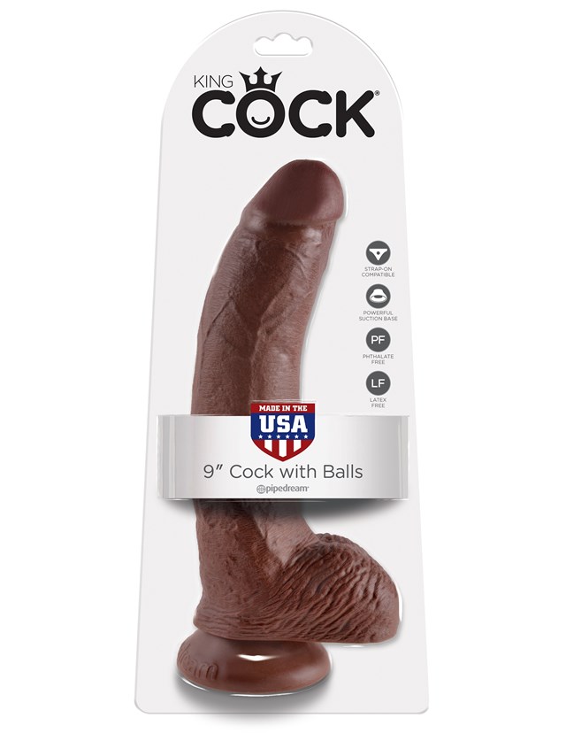 Dildo med Pung 26 cm - Brun