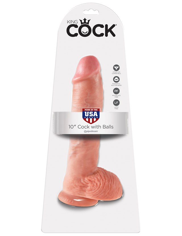 Dildo med Pung 27 cm - Lys hudfarve