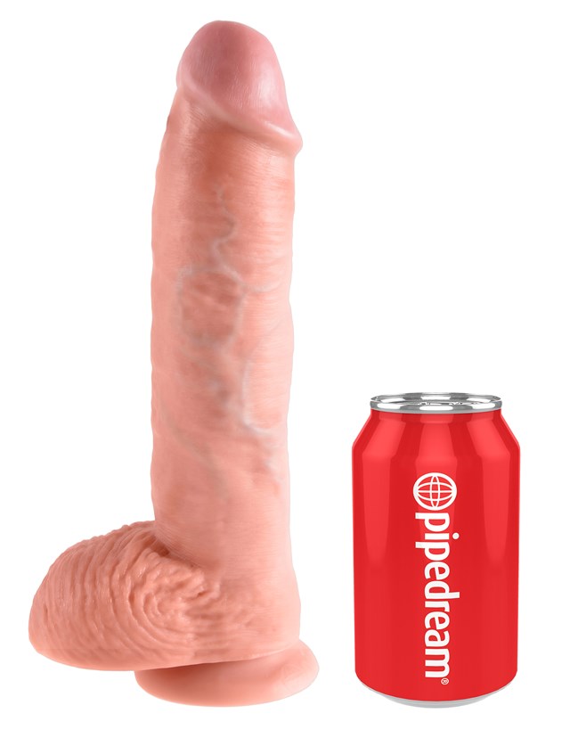 Dildo med Pung 27 cm - Lys hudfarve